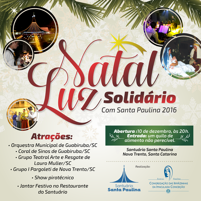 Read more about the article Santuário Santa Paulina promove 6º Natal Luz Solidário neste sábado(10)