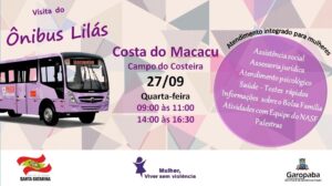 Read more about the article Município recebe Ônibus Lilás e debate sobre os direitos das mulheres