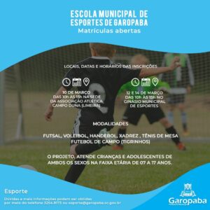 Read more about the article Escola Municipal de Esportes tem matrículas abertas