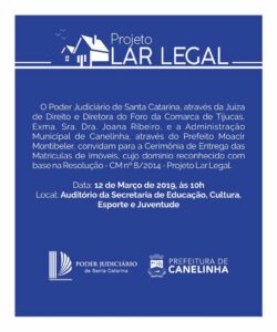 Read more about the article Famílias do município receberão escrituras públicas por meio do Projeto Lar Legal nesta terça-feira, 12