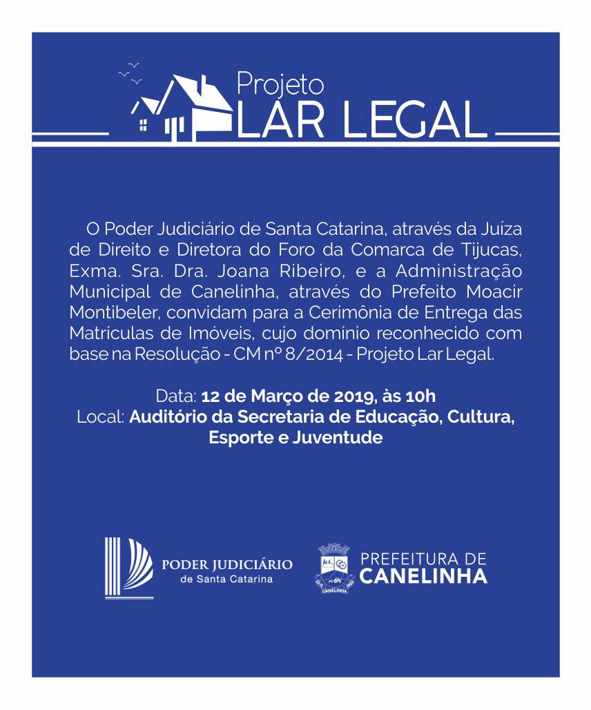 You are currently viewing Famílias do município receberão escrituras públicas por meio do Projeto Lar Legal nesta terça-feira, 12