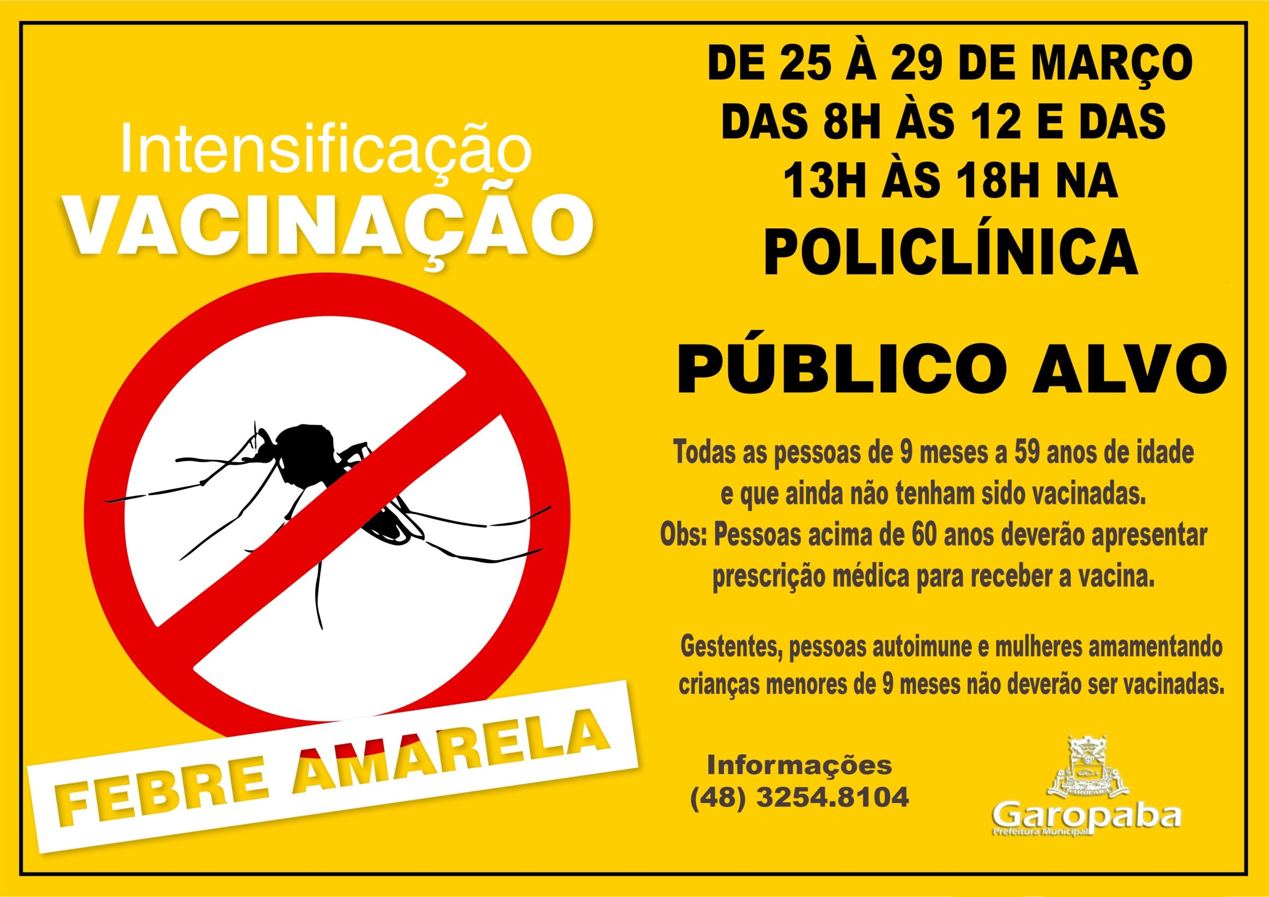 Read more about the article Secretaria de Saúde fará intensificação de ações de vacinação contra febre amarela