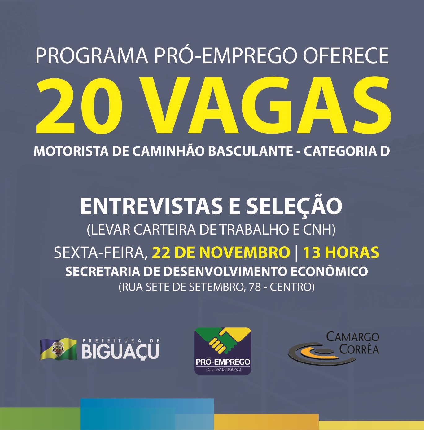 Read more about the article Programa Pró-Emprego oferece 20 vagas de motoristas de caminhão